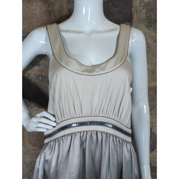 FLAWED‎ Vivienne Tam Dress Woman's Size Large Gray Silver Sequin Sleeveless Silk - Picture 2 of 16